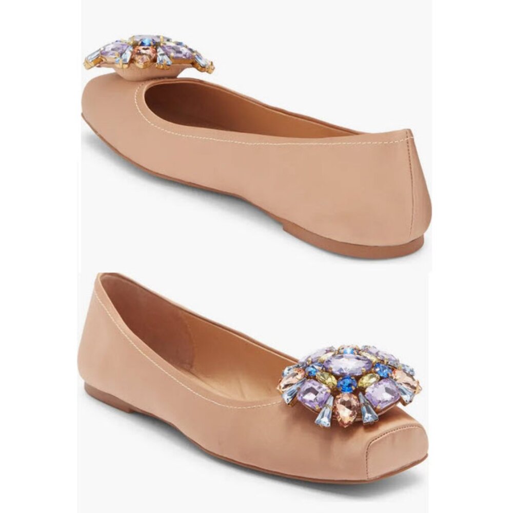 Jeffrey Campbell Ornate Flats in  Beige Satin Multi Sz 8.5